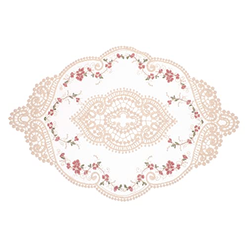 MUCKLILY Retro Besticktes Tischset aus Spitze Dekorative Tischdecke mit Blumenstickerei für Esstisch und Festlichkeiten Tischmatte zum Schutz vor Kratzern und Flecken von MUCKLILY