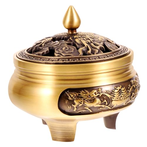 MUCKLILY Retro Räuchergefäß aus Messing mit Deckel Chinesischer Stil Aromatherapie Ofen Kunstvoll Geschnitzter Haushaltsduftofen Eleganter Vintage Weihrauchbrenner für Wohnzimmer MUCKLILY Retro Räuchergefäß aus Messing mit Deckel Chinesischer Stil Aromatherapie Ofen Kunstvoll Geschnitzter Haushaltsduftofen Eleganter Vintage Weihrauchbrenner für Wohnzimmer von MUCKLILY