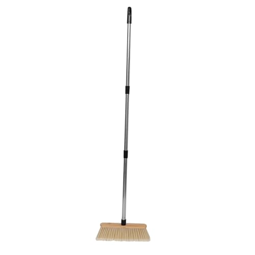 MUCKLILY Robuster Außenbesen mit Edelstahlstiel Harte Borsten für Terrasse Garage und Teppichreinigung Ergonomischer Holzgriff Strapazierfähiger Outdoor-Besen für Schwere Verschmutzungen von MUCKLILY