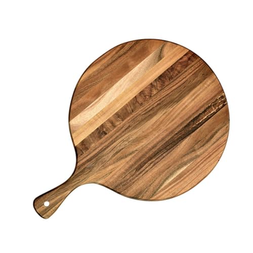 MUCKLILY Runde Schneidebrett große Platte geteilt Bretter Serviertabletts für Partys mit Pizza-Aufbewahrungsbrett Wurstbrett Restaurant-Dessertbrett Massivholz Light Brown von MUCKLILY