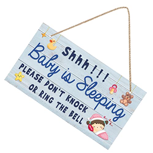 MUCKLILY Schlafendes Türschild Aus Holz Dekoratives Hängendes Schild Für Haustür Für Babyzimmer Und Ankündigungen Cartoon-Design Leicht Und Bruchsicher Für Feiern von MUCKLILY