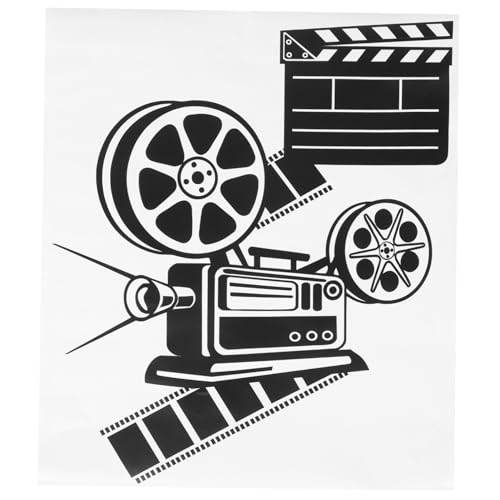 MUCKLILY Selbstklebender Cinema Wandsticker Filmkamera Muster Kino Dekoration Vintage Theater Wandtattoo für Wohnzimmer Kinderzimmer Home Theater von MUCKLILY