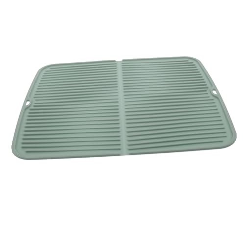 MUCKLILY Silikon Abtropfmatte Hitzebeständig Rutschfest Schnelltrocknend Küchendrainage Matte mit Beidseitigem Wasserablauf Platzsparend für Geschirr Spüle und Tischplatte Geeignet Grün von MUCKLILY