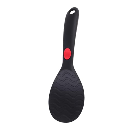 MUCKLILY Silikon Reislöffel Antihaft Servierlöffel für Küche und Buffet Kratzfest für Antihaft Metallgeschirr Ergonomischer Griff mit Rutschstopp Leicht und Robust Schwarz von MUCKLILY