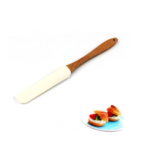 MUCKLILY Silikon Spatel mit Abnehmbarem Holzgriff Cremiger Butter und Kuchenspachtel Flexibler Teigschaber für Kuchen Marmelade und Desserts Glatte Kante Leicht zu Reinigen von MUCKLILY