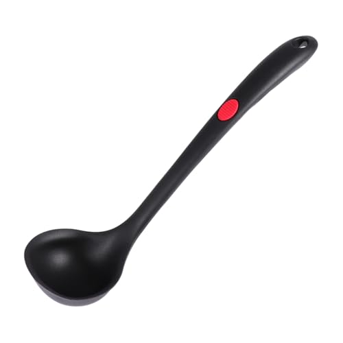 MUCKLILY Silikon Suppenkelle Schwarz Hitzebeständiger Kochlöffel Antihaft Küchenutensil Ergonomisch mit Aufhängeöffnung für Zuhause und Restaurant von MUCKLILY