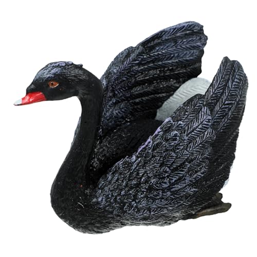 MUCKLILY Simulation Schwarzer Schwan Kleine Schwanenskulpturen Schwanenskulptur Kunststoff Schwan-Ornament Schwanenfarmfiguren Schwan Figur Schwarzes Schwanenmodell PVC Drinnen Statuette von MUCKLILY