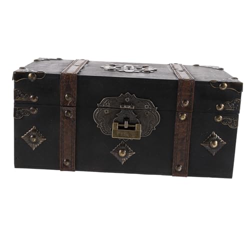 MUCKLILY Vintage Holz Aufbewahrungsbox mit Schloss Schmuck Erinnerungsbox aus Robustem Holz Dekorative Schatztruhe im Used look für Ringe Halsketten und Kleine Gegenstände Abschließbar von MUCKLILY
