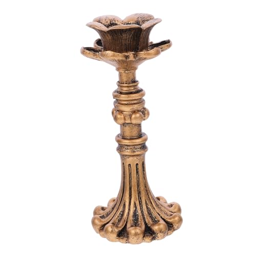 MUCKLILY Vintage Kerzenhalter im Europäischen Stil aus Resin Großer Lotus Design Kerzenständer für Stabkerzen Dekorativer Tischleuchter für Wohnzimmer und Romantische Atmosphäre von MUCKLILY