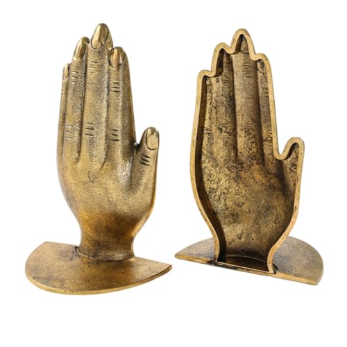 MUCKLILY Vintage Metall Buchstützen Goldfarben Hand Design Stabile Buchhalter für Regal Desktop Büro Wohnzimmer Dekoration von MUCKLILY