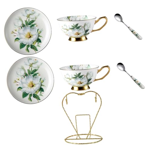 MUCKLILY Vintage Porzellan Kaffeetassen Set mit Untertassen und Milchbecher Kreatives Teegeschirr für Nachmittagstee Elegantes Keramik geschirr für Kaffee Tee und Heiße Getränke von MUCKLILY