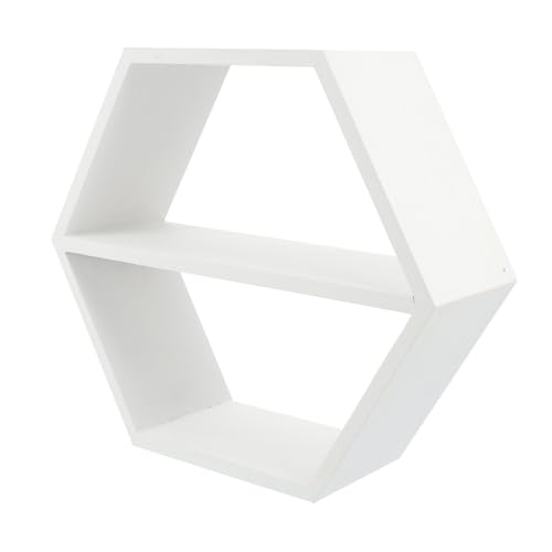 MUCKLILY Wandregal klein Veranstalter bücherregal wandmontierter Organizer Regale zur Aufbewahrung Sechseckiges Lagerregal Regale Wanddekoration Sechseckiges schwebendes Regal Holz Weiß von MUCKLILY