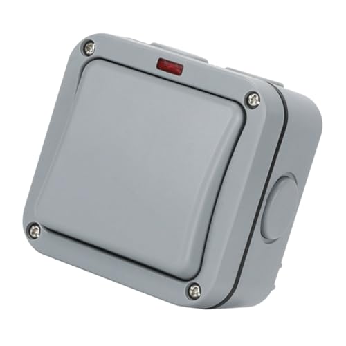 MUCKLILY Wasserdichter Outdoor Lichtschalter Schutz Regenfest Wand Schalter für Garten Pool Industrienutzung Einzelschalter mit Langlebiger Konstruktion von MUCKLILY