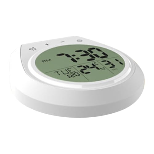 MUCKLILY wasserdichte Digitale LCD wanduhr mit Saugnapf Modernes Design Leichte Platzsparende Badezimmeruhr für Küche und Dusche Einfache Montage Feuchtigkeitsresistent Temperaturbeständig von MUCKLILY