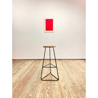 High Bar Stool With Black Steel Frame & Massive Walnut Wood Seat High Bar Stool With Black Steel Frame & Massive Walnut Wood Seat von MUCMODERN