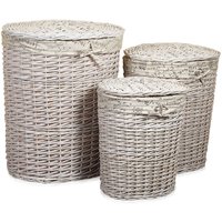 Mucola - 3er set Wäschekorb Wäschebox Wäschesammler Wäschetonne Wäschetruhe Weide Rattan von MUCOLA