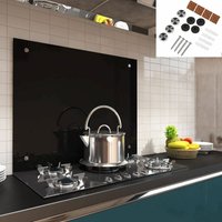 Küchenrückwand Spritzschutz Fliesenspiegel Küche Wandschutz Glas 6mm esg Schwarz - 70x40CM von MUCOLA