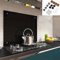 Mucola - Küchenrückwand Spritzschutz Fliesenspiegel Küche Wandschutz Glas 6mm esg Schwarz - 70x60CM von MUCOLA