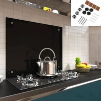 Küchenrückwand Spritzschutz Fliesenspiegel Küche Wandschutz Glas 6mm ESG Schwarz - 80x40CM von MUCOLA