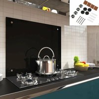 Küchenrückwand Spritzschutz Fliesenspiegel Küche Wandschutz Glas 6mm esg Schwarz - 80x55CM von MUCOLA