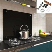 Küchenrückwand Spritzschutz Fliesenspiegel Küche Wandschutz Glas 6mm ESG Schwarz - 90x55CM von MUCOLA