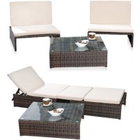 Mucola - Lounge Gartengarnitur Sitzgruppe 2er Sessel Tisch Sonnenliege Polyrattan braun von MUCOLA