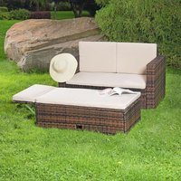 Mucola - Lounge Gartenmöbel Sofa Bank Tisch klappbar Rattan Gartenset Sitzmöbel braun von MUCOLA
