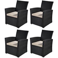 Mucola - 4er Poly Rattan Garten Terrassen Sessel Rattanstuhl Gartenstuhl Rattan Schwarz Mucola - 4er Poly Rattan Garten Terrassen Sessel Rattanstuhl Gartenstuhl Rattan Schwarz von MUCOLA