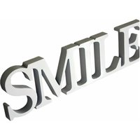 Dekoschild smile in Weiß mdf Holz Schild Aufhängen Holzschrift Wanddeko Holzbuchstaben Monogramm Tischdeko 3D Deko Schriftzug Buchstaben von MUCOLA