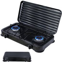 Gaskocher 2 flammig mit Deckel Camping Kochfeld Herd Outdoor Schwarz Metall Blackout Notfallausrüstung Zelten lpg Propangas Gasflasche Gasherdkreuz Gaskocher 2 flammig mit Deckel Camping Kochfeld Herd Outdoor Schwarz Metall Blackout Notfallausrüstung Zelten lpg Propangas Gasflasche Gasherdkreuz von MUCOLA