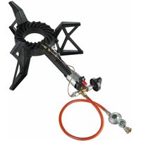 Mucola - Hockerkocher Piezozündung 3 Bein + Gasschlauch Manometer 6,5KW Gasdruckregler Gasbrenner Gusseisen Stahl Gaskocher Campingkocher Mucola - Hockerkocher Piezozündung 3 Bein + Gasschlauch Manometer 6,5KW Gasdruckregler Gasbrenner Gusseisen Stahl Gaskocher Campingkocher von MUCOLA