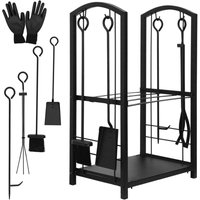 Mucola - Kaminholzregal Kaminbesteck 6-tlg. Kaminhandschuhe Feuerholzablage Kaminzubehör Kaminholzständer Brennholz Garnitur Werkzeuge Metall Mucola - Kaminholzregal Kaminbesteck 6-tlg. Kaminhandschuhe Feuerholzablage Kaminzubehör Kaminholzständer Brennholz Garnitur Werkzeuge Metall von MUCOLA