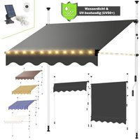 Klemmmarkise Sonnenschutz Markise 150-400cm led Balkon Terasse Fenstermarkise Ausziehbar von MUCOLA