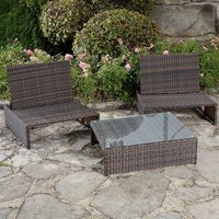 Mucola - Lounge Gartengarnitur Sitzgruppe 2er Sessel Tisch Sonnenliege Polyrattan braun von MUCOLA