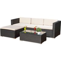 Lounge Gartengarnitur Sofa Tisch Kissen schwarz Polyrattan Gartenmöbel von MUCOLA