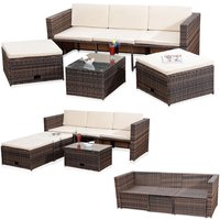 Mucola - Lounge Gartenset Rattanmöbel Polyrattan Sitzmöbel Set Sofa Tisch 2 Hocker braun von MUCOLA