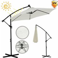 Marktschirm Beige Kurbelschirm 350 cm Sonnenschirm Ampelschirm led Gartenschirm Terrassenschirm 3,5 m Meter Balkonschirm Aufklappbar Sonnenschutz von MUCOLA