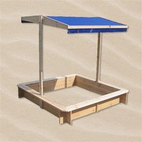Mucola - Sandkasten Sandbox Sandkiste Spielhaus Holz mit verstellbaren Dach blau neu von MUCOLA
