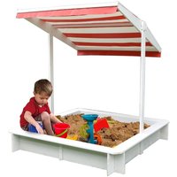 Sandkasten mit Sonndendach Sandkiste Sandbox Holz Spielhaus Holzsandkasten Weiß von MUCOLA