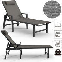 Mucola Sonnenliege Aluminium Gartenliege 200KG & Rollen wetterfest Relaxliege Anthrazit Teslin Klappliege Camping von MUCOLA