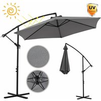 Sonnenschirm 350 cm Marktschirm Strandschirm Grau Kurbelschirm Ampelschirm Gartenschirm Terrassenschirm 3,5 m Meter Aufklappbar Sonnenschutz Garten von MUCOLA