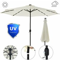 Sonnenschutz led Beleuchtung Strandschirm Beige Ø3m Sonnenschirm Gartenschirm Ampelschirm Kurbelschirm Balkonschirm Marktschirm UV-Schutz von MUCOLA