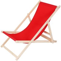 Mucola - Strandliege Holz Liegestuhl Gartenliege Sonnenliege Strandstuhl - klappbar - Rot von MUCOLA