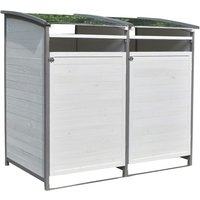 Mucola - Mülltonnenbox Doppelbox Mülltonnenverkleidung Einzelbox + Anbaubox Weiß Grau Mülltonne 240L Gartenbox Anbaubox Holz Anbau Deckel Grau Weiß von MUCOLA