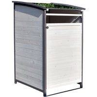 Mucola - Mülltonnenbox Doppelbox Mülltonnenverkleidung Einzelbox Wei GrauMülltonne 240L Gartenbox Anbaubox Holz Anbau Deckel Grau Weiß Zinkdach von MUCOLA