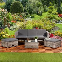 Mucola - Polyrattan Sitzmöbel Set Sofa Tisch 2 Hocker grau Lounge Gartenset Rattanmöbel Mucola - Polyrattan Sitzmöbel Set Sofa Tisch 2 Hocker grau Lounge Gartenset Rattanmöbel von MUCOLA