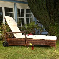 Rattan Loungeliege verstellbar Sonnenliege Polyrattan Lounge Gartenliege Braun von MUCOLA