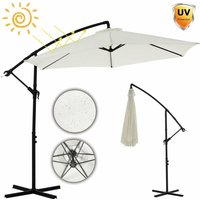 Sonnenschirm 350 cm Ampelschirm Beige Kurbelschirm Gartenschirm Marktschirm Strandschirm Terrassenschirm 3,5 m Meter Aufklappbar Sonnenschutz Garten von MUCOLA