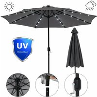Sonnenschirm Grau Ø3m led Beleuchtung Strandschirm Gartenschirm Marktschirm Ampelschirm Sonnenschutz Aufklappbar Kurbelschirm Balkonschirm UV-Schutz Sonnenschirm Grau Ø3m led Beleuchtung Strandschirm Gartenschirm Marktschirm Ampelschirm Sonnenschutz Aufklappbar Kurbelschirm Balkonschirm UV-Schutz von MUCOLA