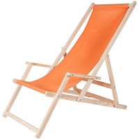 Strandliege Holz Liegestuhl Gartenliege Sonnenliege Strandstuhl Faltliege - Orange von MUCOLA